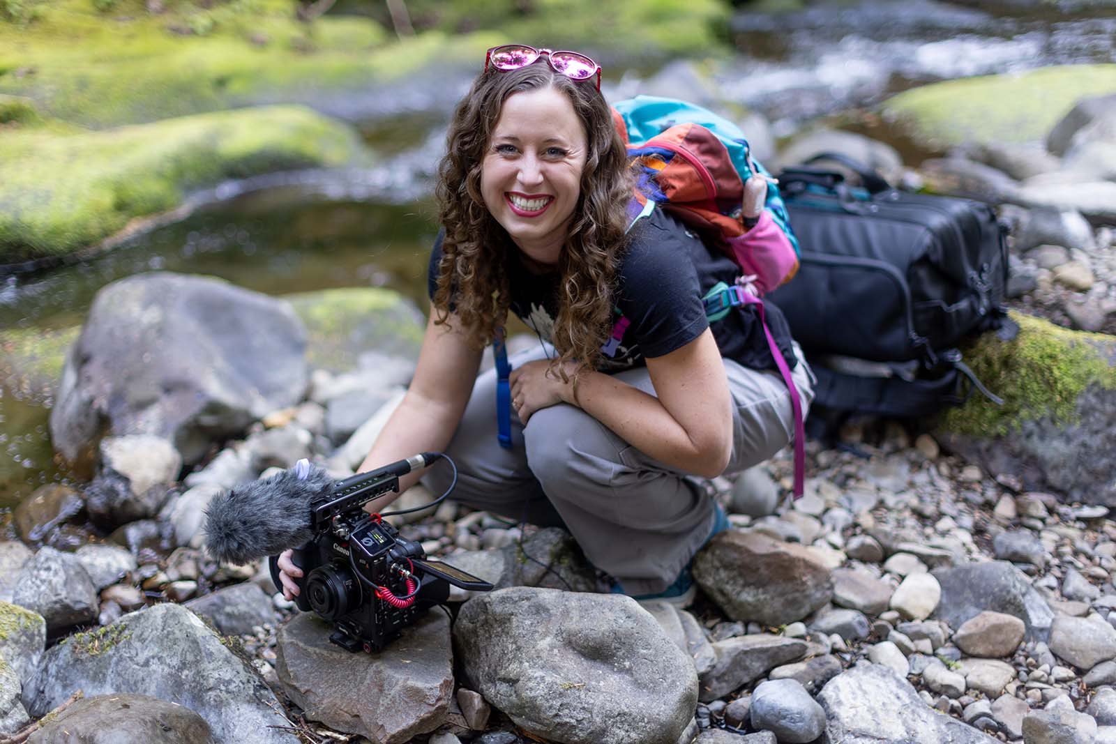 Videographer Emily Mender behind the scenes of Dog Breath's Greatest Adventure. Image © Dog Breath Photography