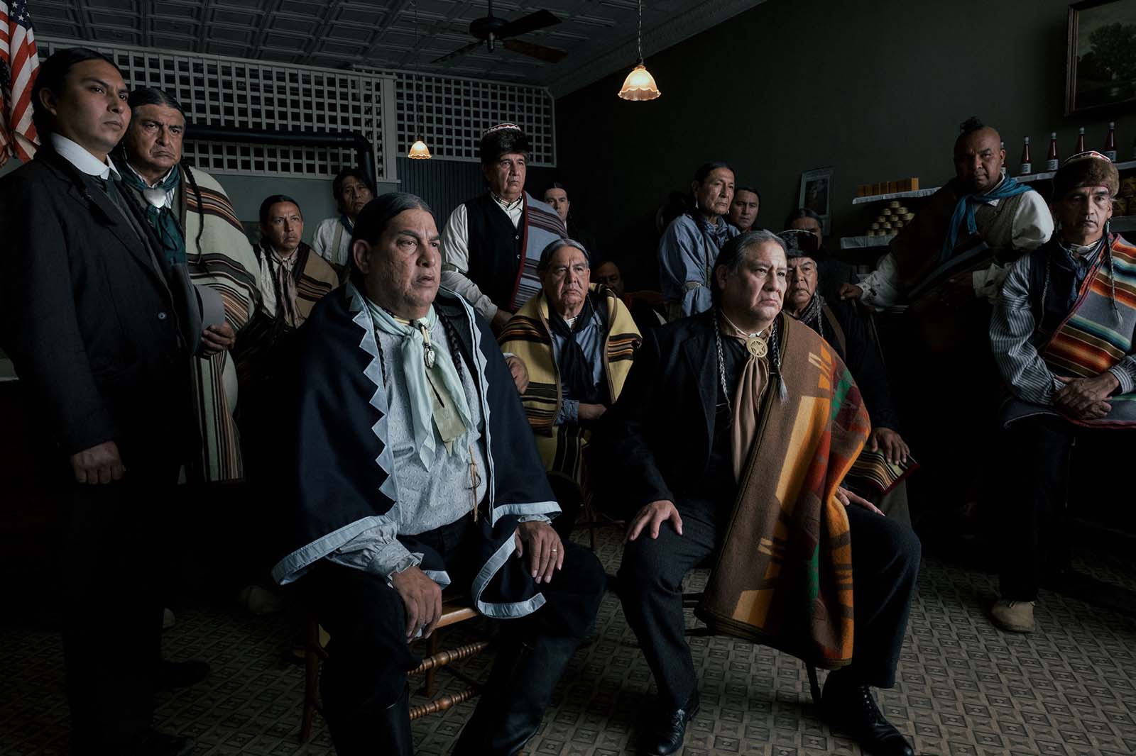The Osage leaders band together to find out who is behind the murders. Image © Apple