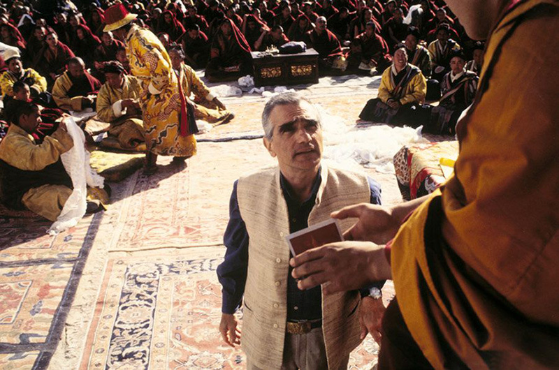 Martin Scorsese on the set of Kundun.