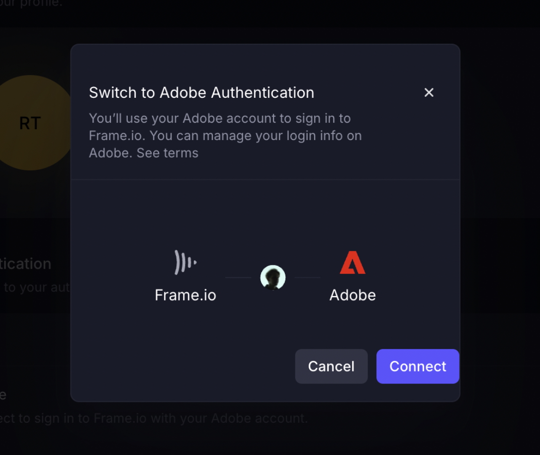 Pop-up UI image of Adobe Authentication
