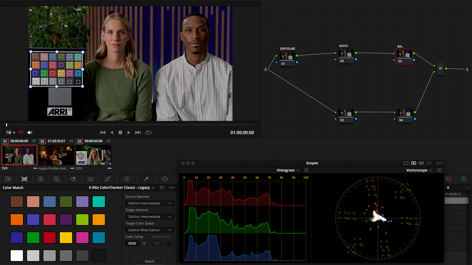 Before hitting Match, DaVinci Resolve has to know what color space it is working in.