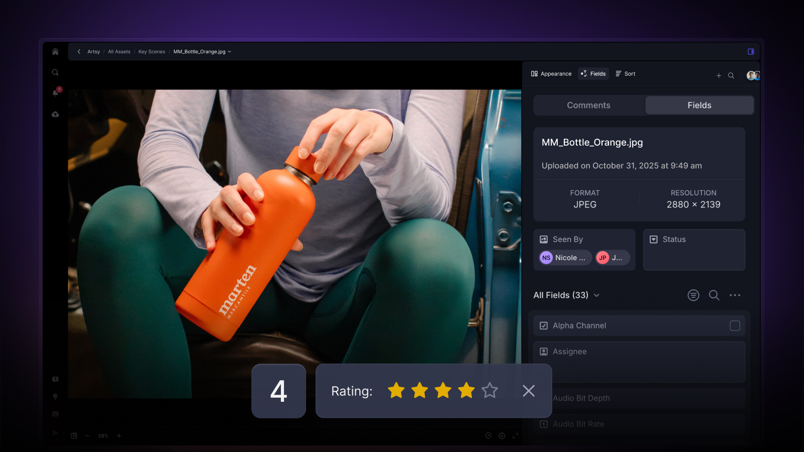 photo culling workflow with ratings display UI